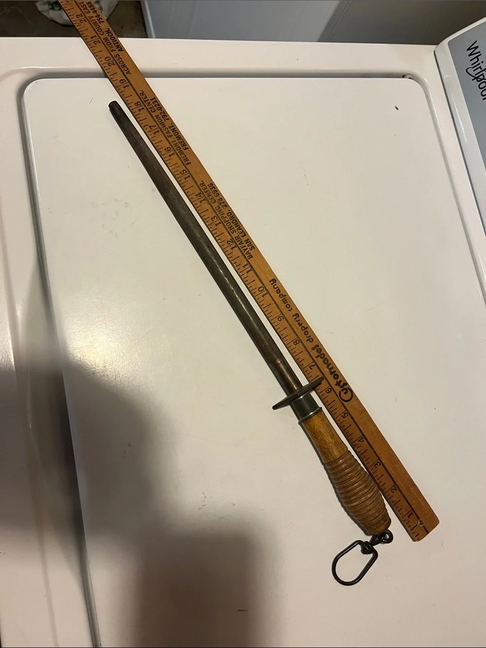 Vintage Handheld Honing Steel with Wooden Handle Village Blacksmith